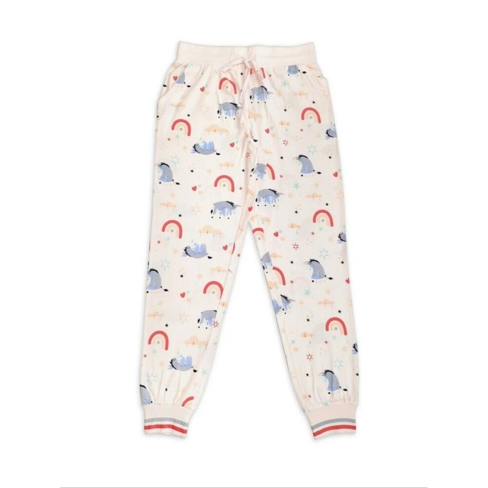 Disney Eeyore Lounge Pajamas Pants Jogger Pink Blue Women's Small PJs Soft Comfy
